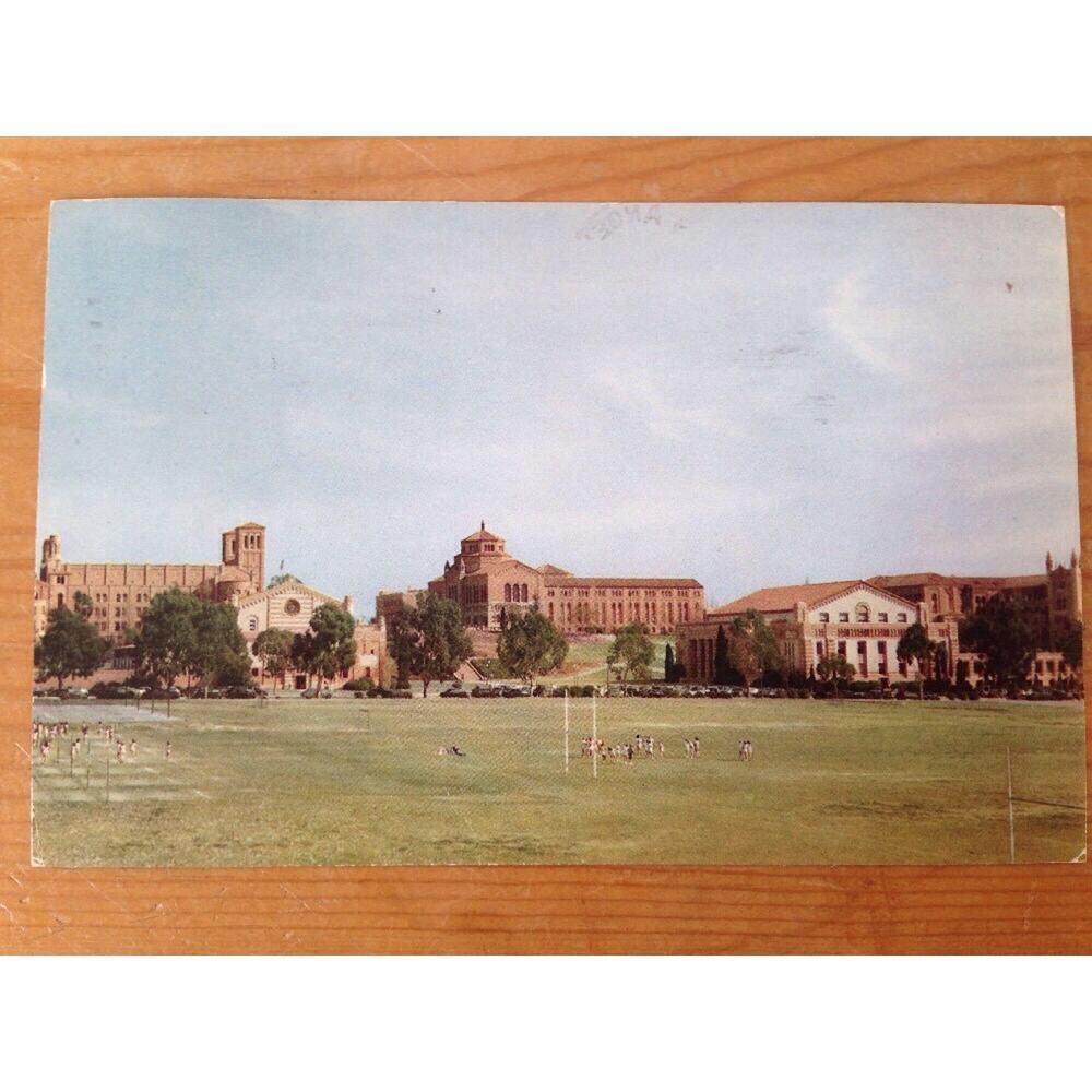 1955 Vintage UCLA Campus Union Oil Co 76 Gasoline Promo Color Postcard Posted